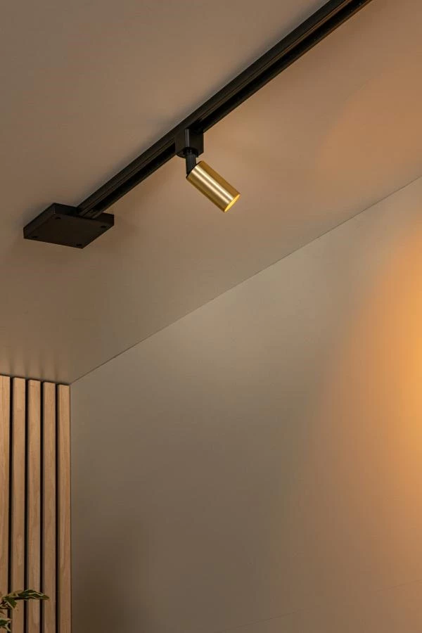 Lucide TRACK RITMO Foco de riel - Sistema de carril monofásico / Iluminación con rieles - 1xGU10/MR11 - Oro mate / Latón (Extensión) - ambiente 1